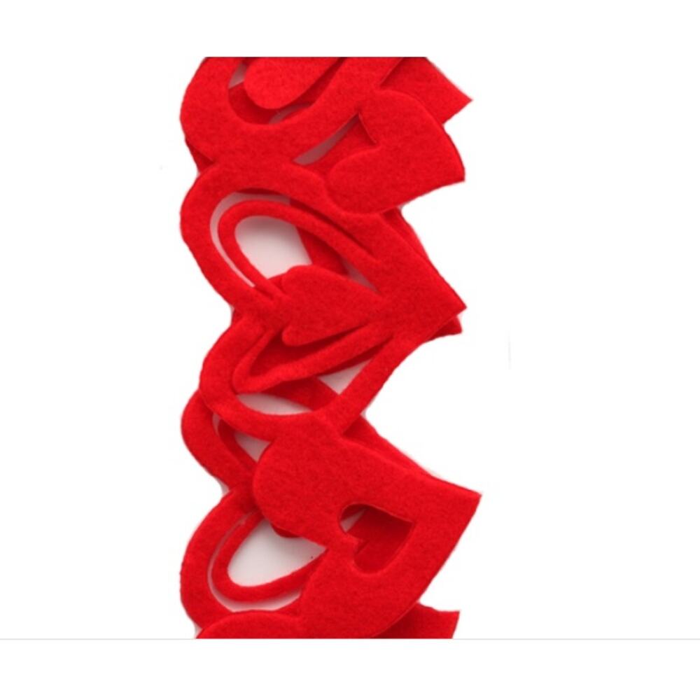 Red Ribbon Heart Cut Outs Bliss 2.5 in. x 10 yds  No. 40 Polyester New Offray